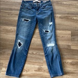 Guess Distressed Cropped Midi Jeans